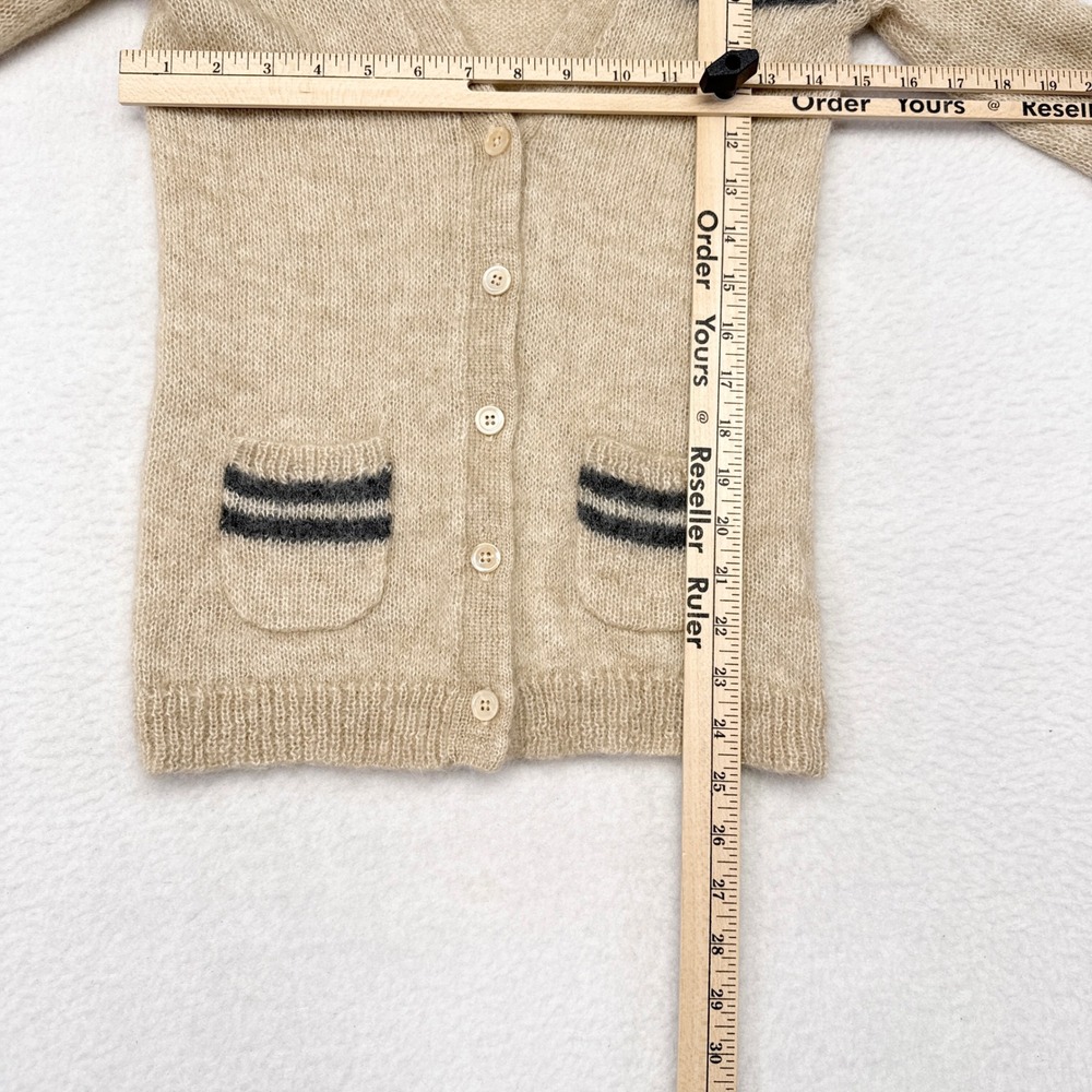 J Crew Cardigan Sweater Womens Small Tan Pockets Mohair Wool Blend Thin Knit - Picture 7 of 7